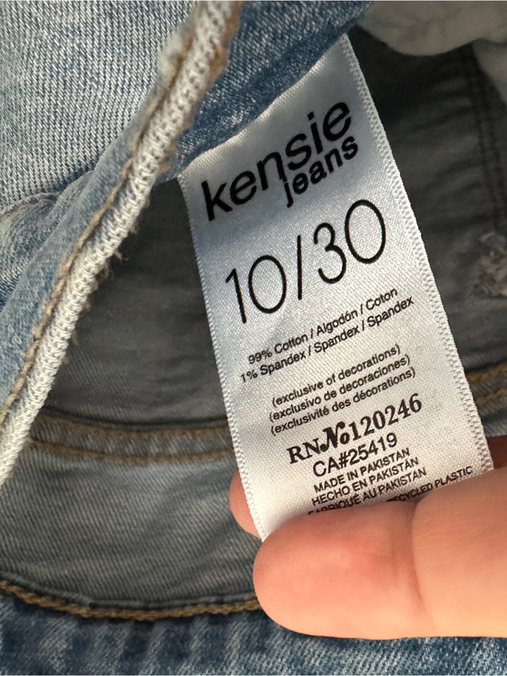 Kensie Light Blue Denim Jeans with Tan Topstitching - Picture 4 of 5